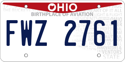 OH license plate FWZ2761
