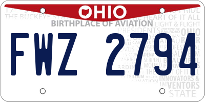 OH license plate FWZ2794