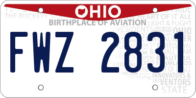 OH license plate FWZ2831