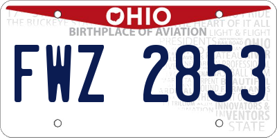 OH license plate FWZ2853