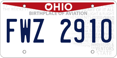 OH license plate FWZ2910
