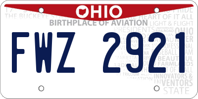 OH license plate FWZ2921