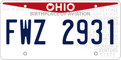 OH license plate FWZ2931