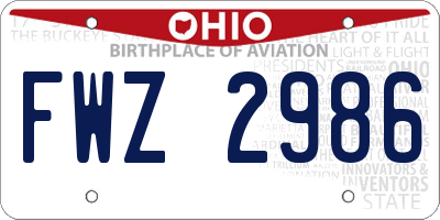 OH license plate FWZ2986