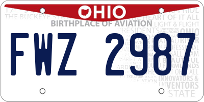 OH license plate FWZ2987