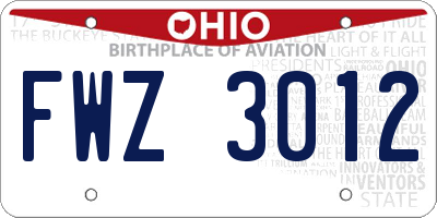OH license plate FWZ3012
