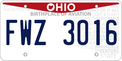 OH license plate FWZ3016