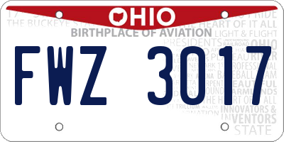 OH license plate FWZ3017