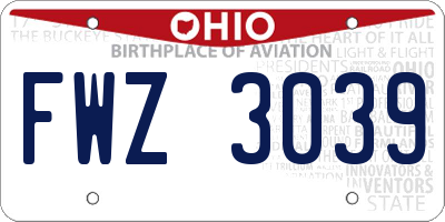 OH license plate FWZ3039