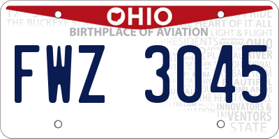 OH license plate FWZ3045