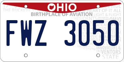 OH license plate FWZ3050