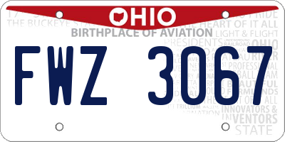 OH license plate FWZ3067