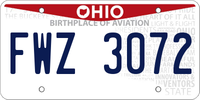 OH license plate FWZ3072