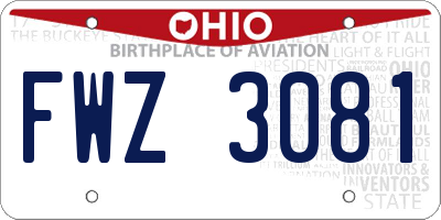 OH license plate FWZ3081