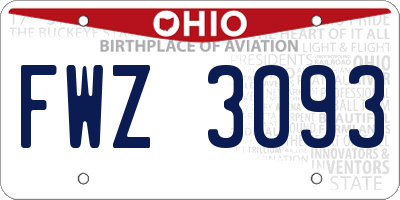 OH license plate FWZ3093