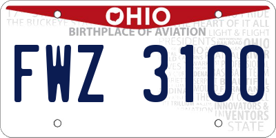 OH license plate FWZ3100