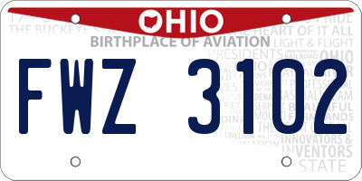 OH license plate FWZ3102