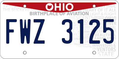 OH license plate FWZ3125