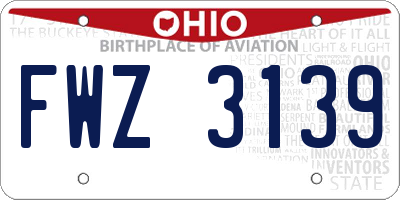 OH license plate FWZ3139