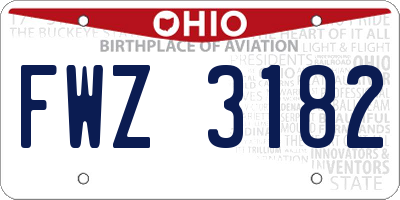 OH license plate FWZ3182