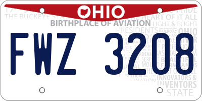 OH license plate FWZ3208