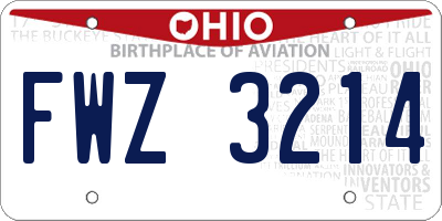 OH license plate FWZ3214