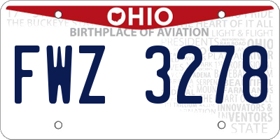 OH license plate FWZ3278