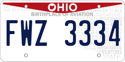 OH license plate FWZ3334