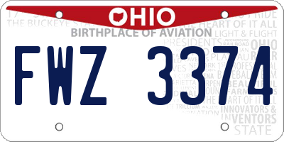 OH license plate FWZ3374