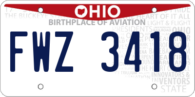 OH license plate FWZ3418