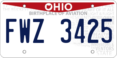 OH license plate FWZ3425