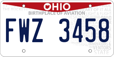 OH license plate FWZ3458