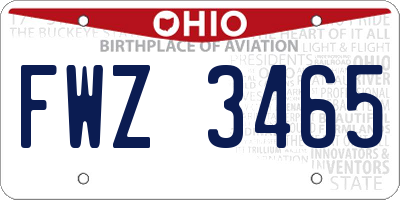 OH license plate FWZ3465