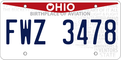 OH license plate FWZ3478