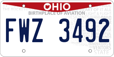 OH license plate FWZ3492