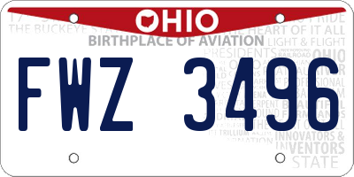 OH license plate FWZ3496