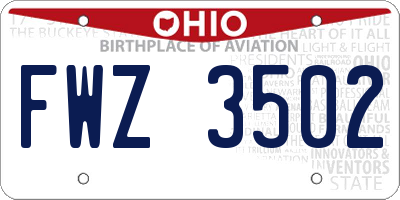 OH license plate FWZ3502