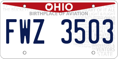OH license plate FWZ3503