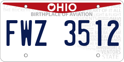 OH license plate FWZ3512