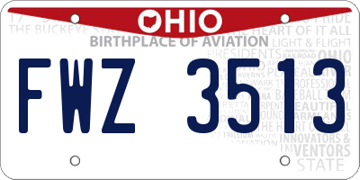 OH license plate FWZ3513