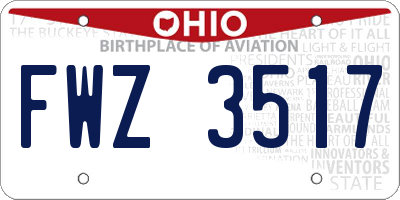 OH license plate FWZ3517
