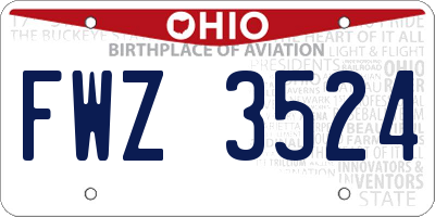 OH license plate FWZ3524