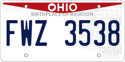 OH license plate FWZ3538