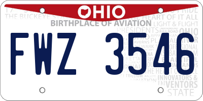 OH license plate FWZ3546