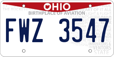 OH license plate FWZ3547
