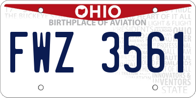 OH license plate FWZ3561