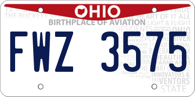 OH license plate FWZ3575