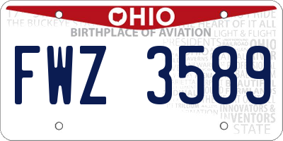 OH license plate FWZ3589