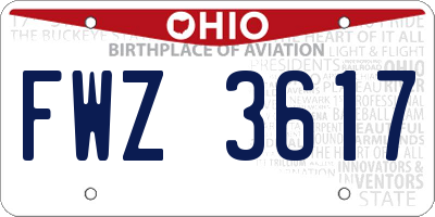OH license plate FWZ3617