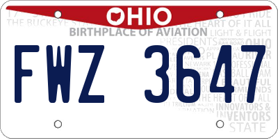 OH license plate FWZ3647